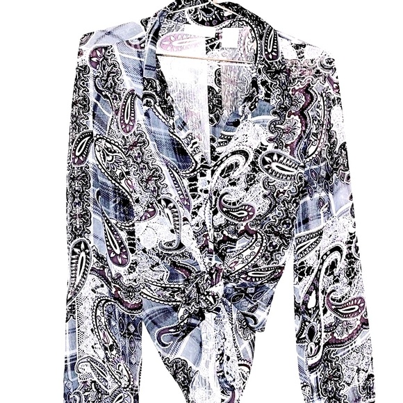 Vintage Draper’s & Damon’s Very Sheer Plaid & Paisley Blouse - Stunning! - Picture 15 of 15